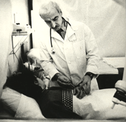 Acupuncture at Biotherapy Clinic Peter Melamed, PhD performing acupuncture in 1986